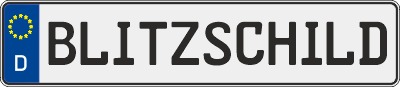 Kfz Kennzeichen mit der Aufschrift Blitzschild