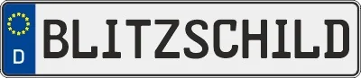 Kfz Kennzeichen mit der Aufschrift Blitzschild